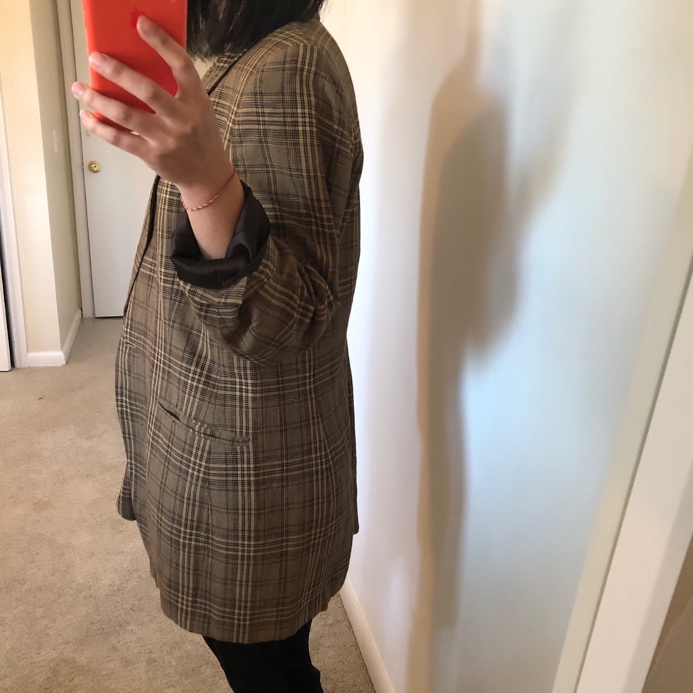 Vintage Linen Oversized Plaid Blazer - Picture 3 of 8